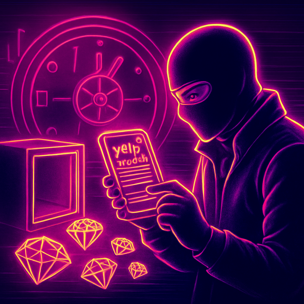 Jewel Thief Arrested After Pausing Mid-Robbery to Leave Yelp Review of the Vault